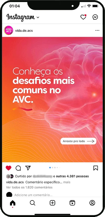 Post do @vida.de.acs no Instagram sobre AVC
