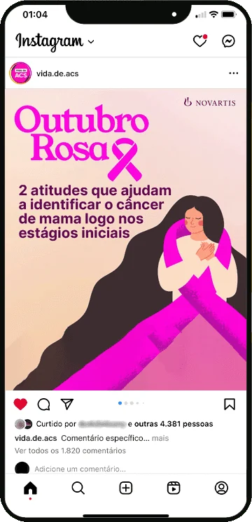 Post do @vida.de.acs no Instagram sobre o Outubro Rosa
